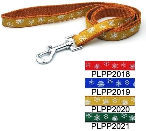 Yellow Christmas Snowflake Dog Leash 1" Large