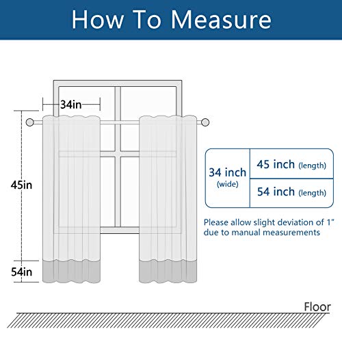 Cutewind Bedroom Sheer Short Curtains 45 Inch Length Tiers For Living Room Linen Blended Texture Window Treatment Rod Pocket Drapes (2 Panels, Blue, W34×L45 Inches) #TOP2