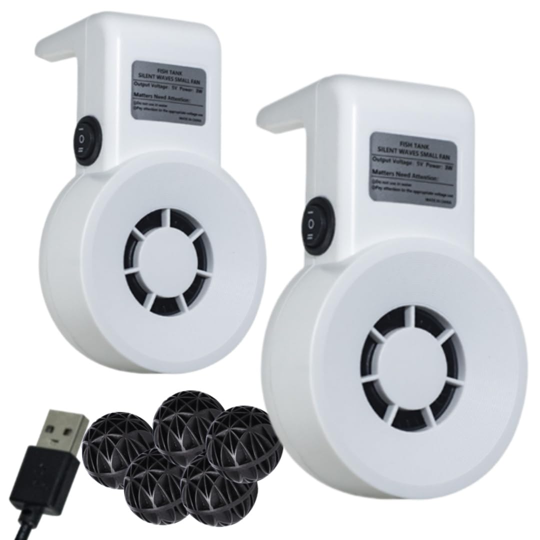 Genérico Enfriador de Acuario Ajustable, Ventilador de pecera, Enfriador de Agua de 4.6 x 2.75 x 2.75 Pulgadas con Modo de 2 velocidades, Accesorios de refrigeración (2 Blancos)