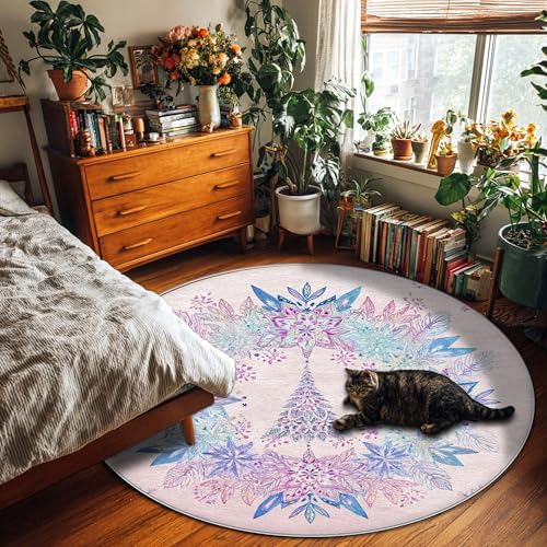 Tapis de sol bleu à fleurs pour réchauffer votre salon cet hiver moderne