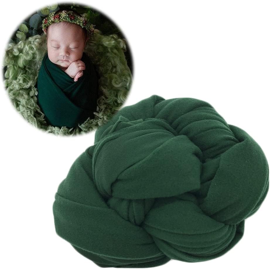 Zeroest Newborn Photography Outfits Props Stretch Wraps Newborn Photography Wrap for Baby Boys Girls Photoshoot Posing Blanket (Dark Green)