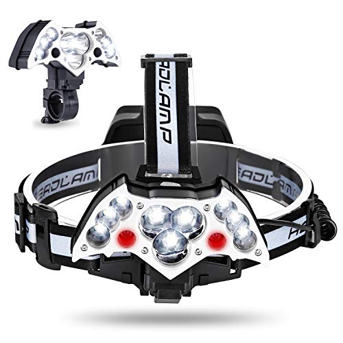 Faro IDESION Linterna de Cabeza USB Recargable con Luz LED para Bicicleta 7 Modos con Silbato SOS para Camping, Pescar, Practicar Ciclismo y Otros Deportes al Aire Libre