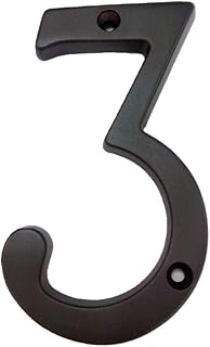 QCAA Forged Brass House Number, 6", 3, US10B Oil Rubbed Bronze