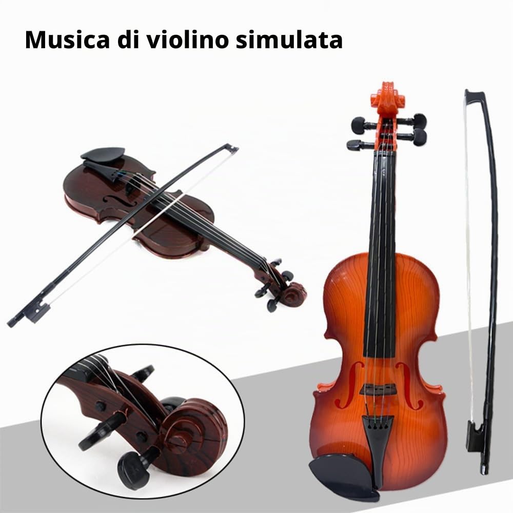HUIOP Violino simulato Pratica musicale Violino per principianti Kit di violino Strumento musicale Squisita fattura Puntelli per prestazioni Regali Corde regolabili