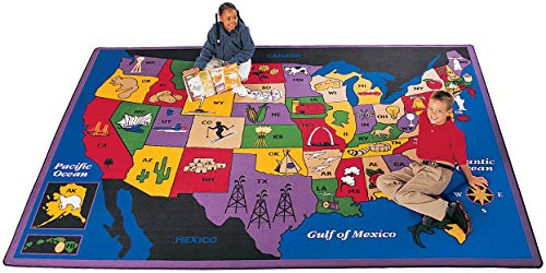 Carpets for Kids 1412 Discover America Map Geography Classroom Rug 8ft 4in x 11ft 8in Rectangle Multi Color