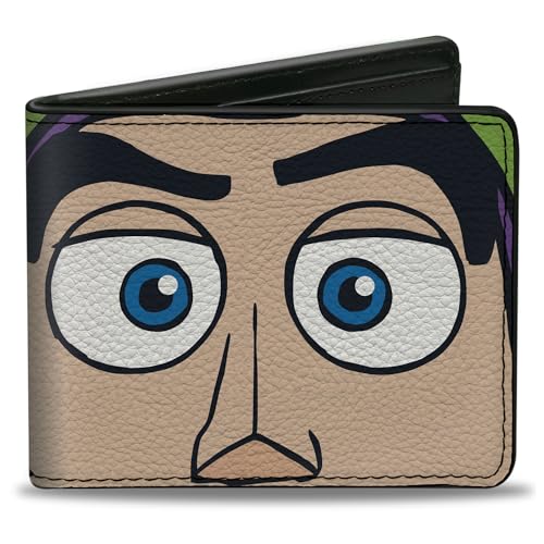 Carteira dobrável PU Toy Story Buzz Lightyear Expression Close Up Verde, Toy Story, 4.0' x 3.5'