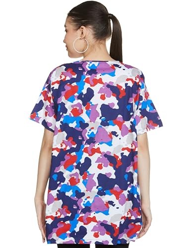Image of Clovia Women's Cotton Camouflage Print Oversized T-Shirt in Multicolor