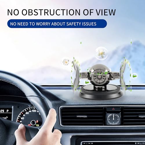 Image of Car Air Freshener, Solar Energy Rotating Aromatherapy Al Alloy Diffuser,Long-Lasting Fragrance，Interior Decoration Accessories Diffuser for Car and Home（Black）
