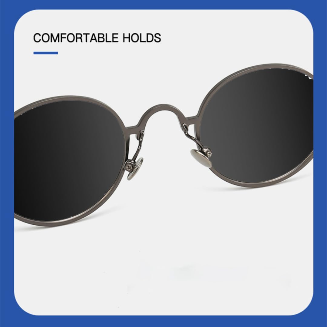 Gafas de sol vintage de titanio puro con montura redonda pequeña para hombre, estilo punk, UV400, circulares