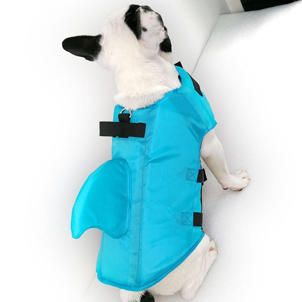 Voarge Life Jacket, Salvagente per Cane, Avola da Paddle, Galleggiabilità Superiore, Ripstop Regolabile Squalo Giubbotto di salvataggio, Blu, S