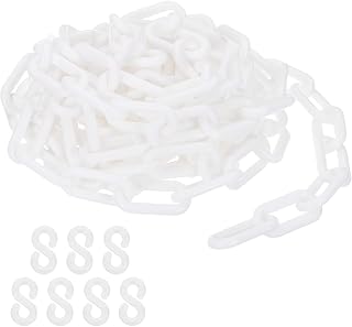 PATIKIL White Plastic Chain, 16 ft 8mm Safety Barrier Chain for Crowd Control, Queue Line, Parking, Fence, Gate, Concert, Construction Site and Decoration