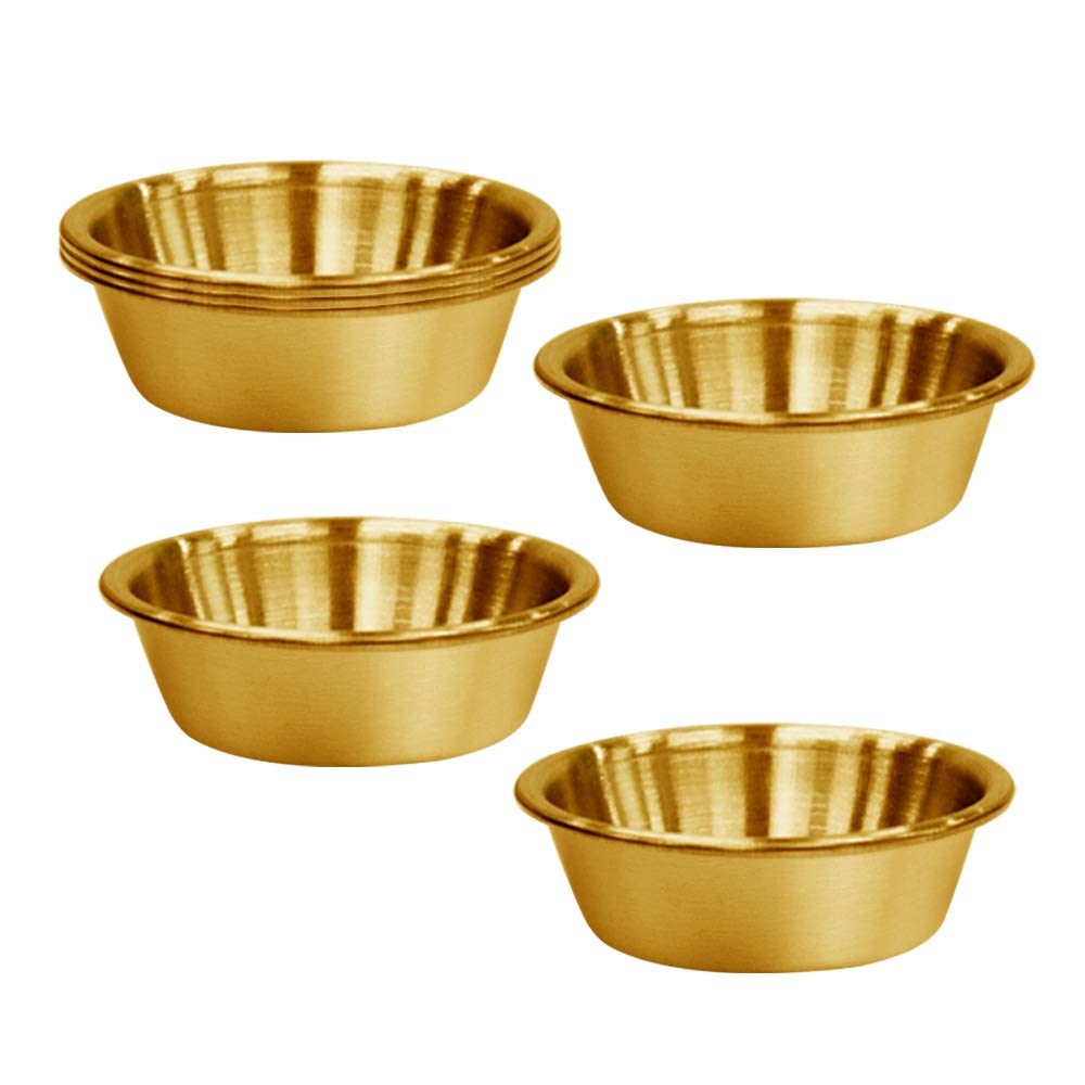 6Pcs 2.3OZ Stainless Steel Sauce Dish, Seasoning Dishes, gold bowl,Premium Sushi Dipping Bowl Saucers, Metal Ramekins, dipping sauce dish,Individual Condiment Sauce Cups (6Pcs Gold)