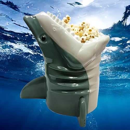 Cubo De Palomitas Tiburón – Recipiente Reutilizable para Noche De Cine, Fiestas Y Regalos | Diseño Divertido con Tema De Tiburón para Niños Y Adultos