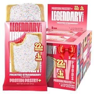 Legendary Foods 22g Protein Pastry 0g Added Sugar, Low Carb, Gluten Conscious, Keto Snack, Ideal for Glucose Management, Includes Whey Protein Isolate, 8 Pack Frosted Strawberry