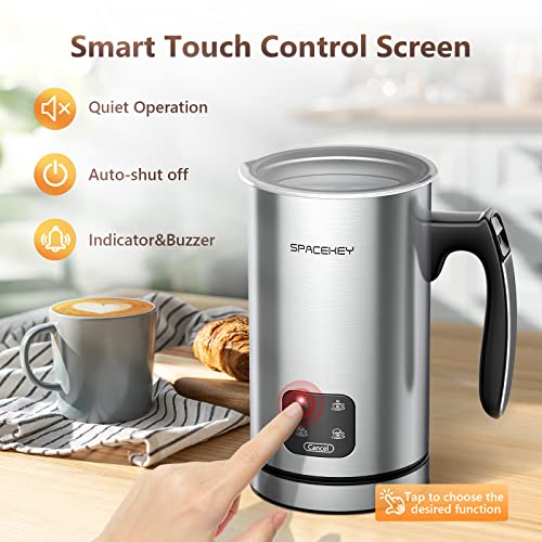Milk Frother, Electric Milk Steamer, Spacekey Automatic Hot And Cold Foam Maker,300Ml Stainless Steel Milk Foamer For Latte,Cappuccinos,Chocolate,Milk (Stainless Steel) #TOP2