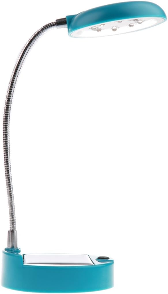 Solar Powered/USB 8 LED Desk Lamp, Eye-Caring Table Lamp, Flexible Gooseneck Styled - Blue