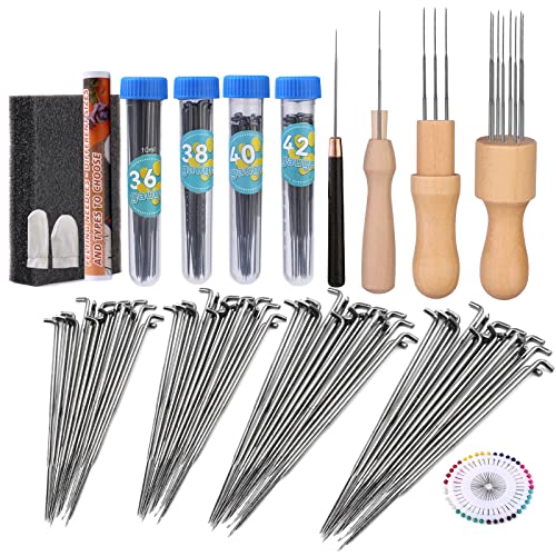 126 Pcs Needles Felting Tools, Wool Felting Tool Kit With 4 Sizes Felting Needles, 3 Types Felting Needle Holder, Felting Needles And Pad For Beginner, 36Gauge, 38Gauge, 40Gauge, 42 Gauge #TOP4