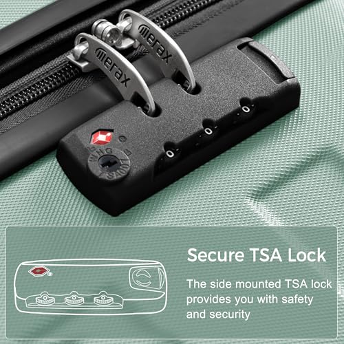 Image of Merax 3 PieceABS Hardshell Luggage Sets Spinner Wheels Suitcase TSA Lock Suit Case, Creamy Green, 20 /24 /28 Inch