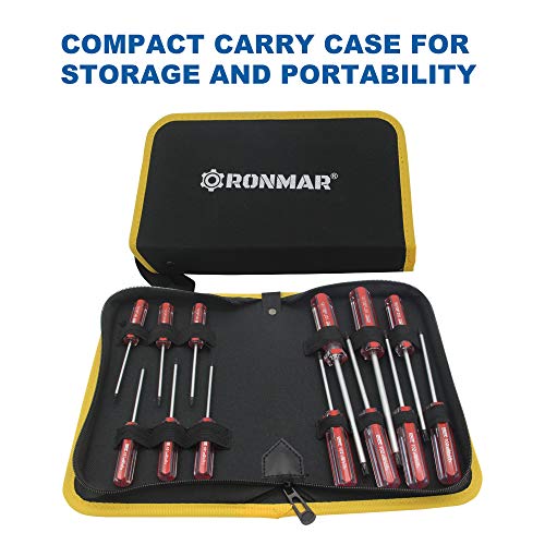 RONMAR 13-Piece Magnetic Torx Screwdrivers Set, Security Tamper Proof, T4、T5、T6、T7、T8、T9、T10、T15、T20、T25、T27、T30、T40