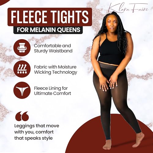 Footless Fleece Lined Tights for Brown Women - Thermal Tights with Fleece Lining (Large)2