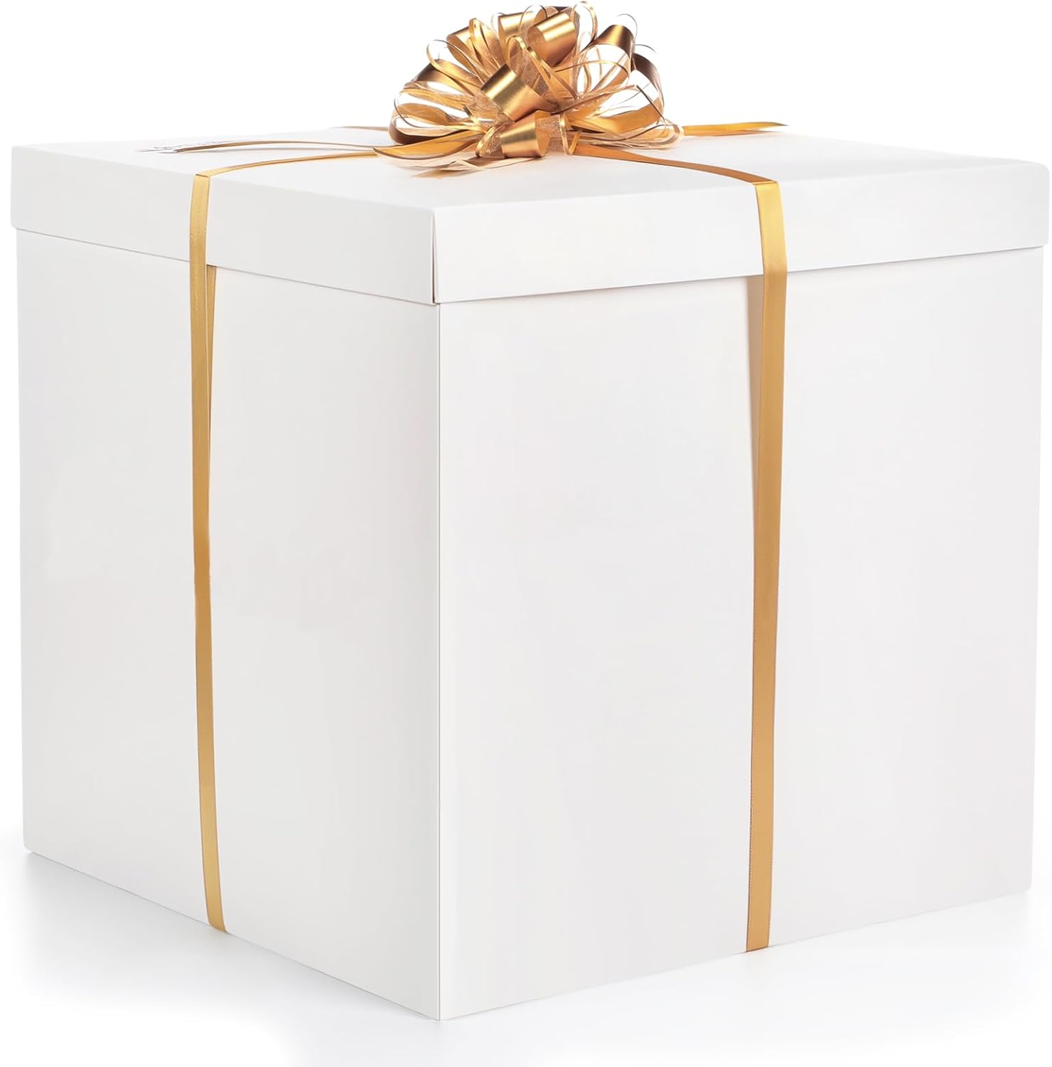 Kolldenn Extra Large Gift Box with Lid, Giant Gift Box for Gender Reveal Big Presents with Bows and Ribbons for Birthday Special Celebrations Anniversaries Wedding Party (White,28x28x28 Inches)