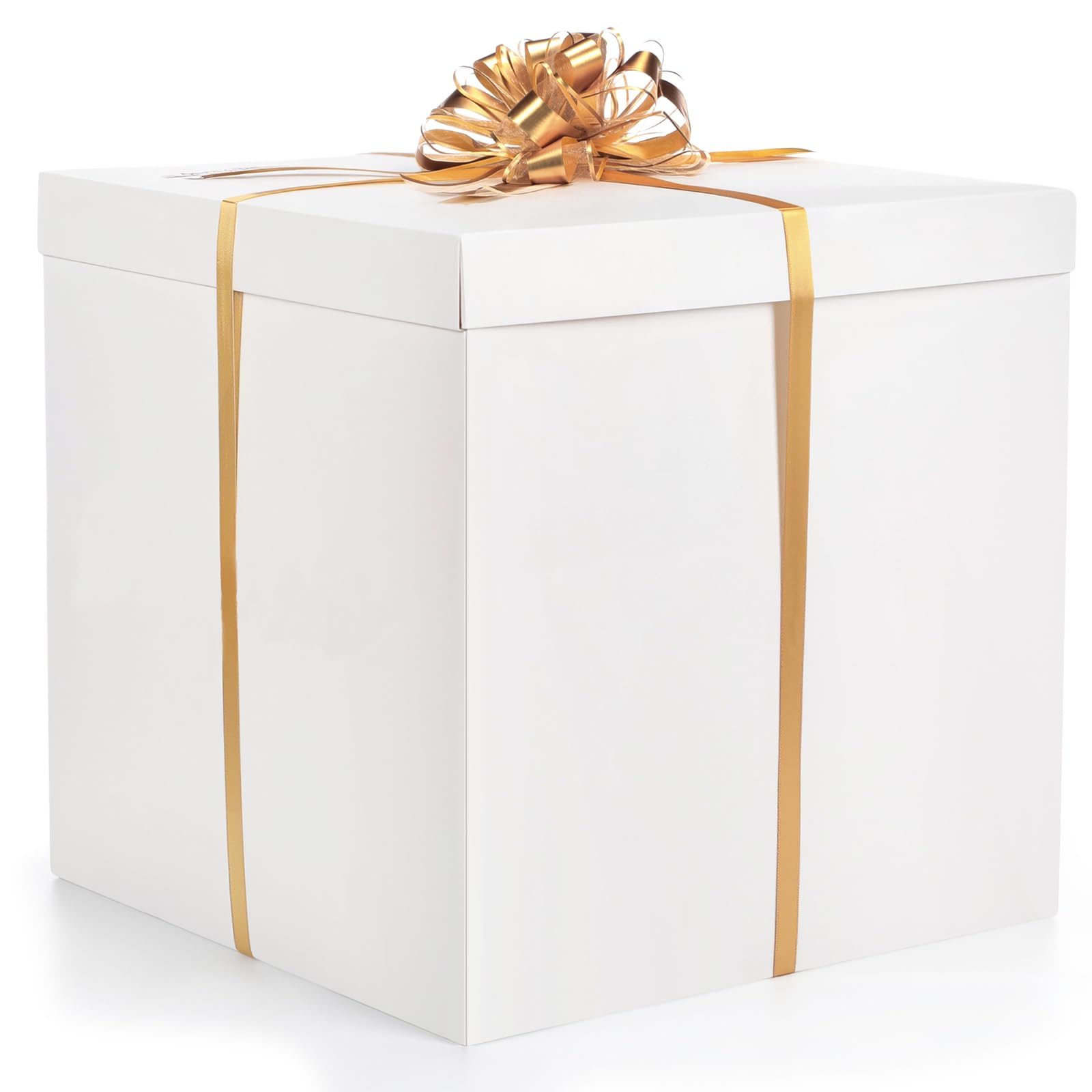 Kolldenn Scatola regalo extra large con coperchio, 71 x 71 x 71 cm, scatola regalo gigante bianca per rivelare grandi regali con fiocchi e nastri per compleanni, celebrazioni speciali, anniversari
