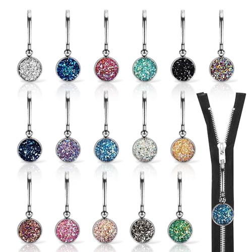 16 Pack Zipper Pulls Charms Colorful Decorative Zipper Pull Charm Set, Zipper Pull Replacement for Purses, Bags & Jackets, Purse Charms Bulk