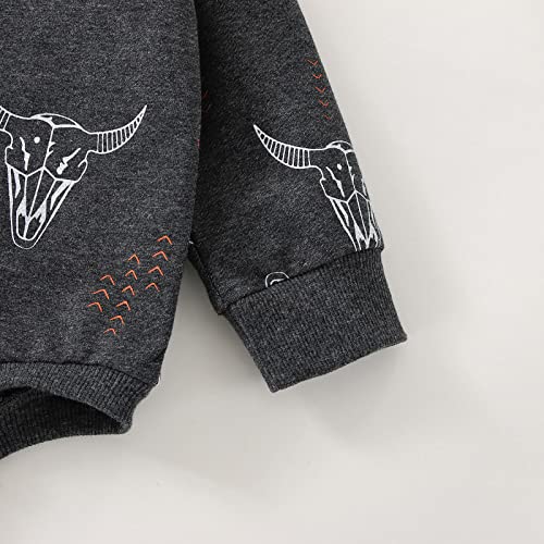 Soliloquy Newborn Baby Girl Boy Cow Print Outfit Long Sleeve Crew Neck Sweatshirt Romper Bodysuit Onesie Fall Winter Clothes (Dark Grey, 0-3 Months) #TOP4