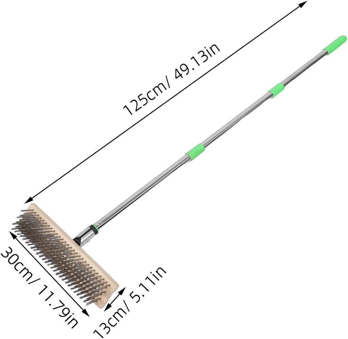 Long Handled Steel Wire Brush for Marine Boat Deck Cleaning, Heavy-Duty Deck Scrub Brush for Outdoor Floor and Ship Hull, 50inch/1.2m