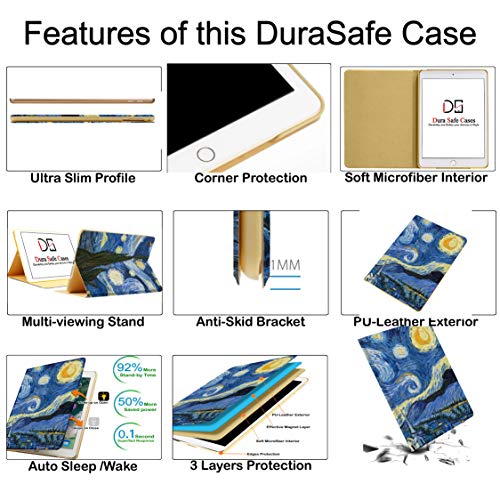 Image of DuraSafe Cases for iPad Air 1 /2 Gen & 5 /6 Gen- 9.7 inch A1893 A1822 A1566 A1474 MRJN2HN /A MR7G2HN /A MP2G2HN /A MD785HN /A MD788HN /A MGL12HN /A Printed Cover with Auto Wake /Sleep Feature - Starry Night
