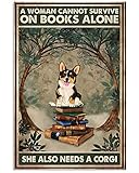 Vintage Love Tricolor Corgi And Books Aluminium Metal Tin Sign 8x12 Inch Home Poster Bar Pub Decor