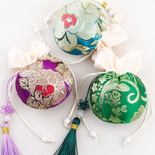 6 Bolsitas Chinas de Seda para Joyas y Monedas miniatura 6