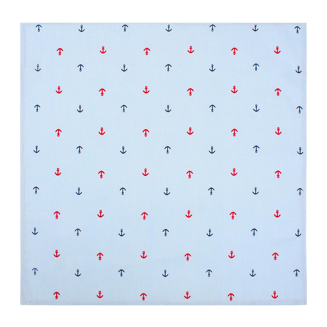 PELUCHE Anchor Print Sky blue Open Bow Tie & Pocket Square Set for Men - Image 5 thumbnail