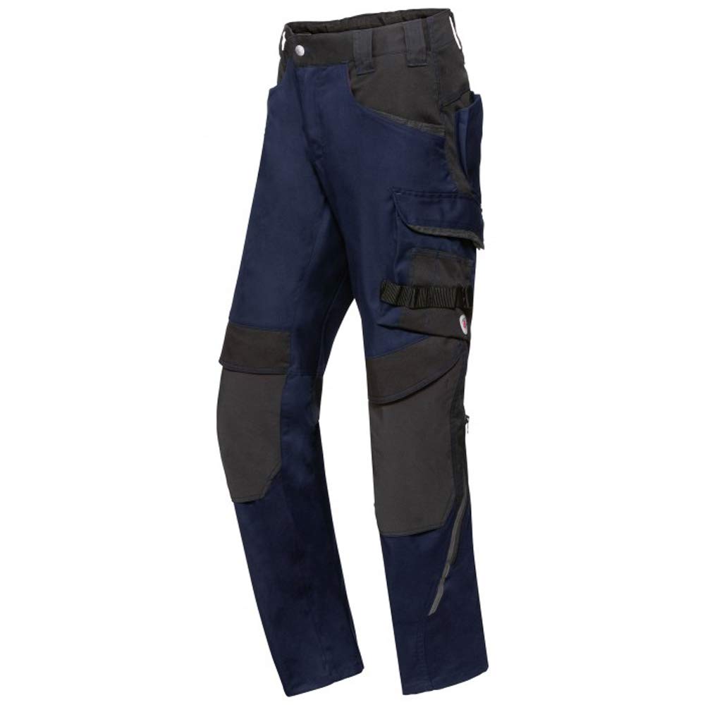 BP 1825-032-1432-37/38s Fabric Blend with Stretch Work Trousers for Men, High Waist at Back, 65% Polyester/35% Cotton, Midnight Blue/Black, 37/38S Size
