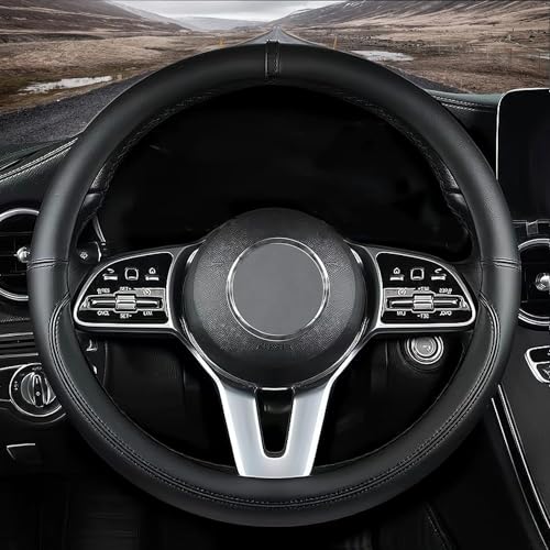 Custom fit for Mazda Car Steering Wheel Cover, Nappa Leather Car Steering Wheel Cover Non-Slip Steering Wheel Cover, Designed for Mazda Interior Accessories (Black,for Mazda)