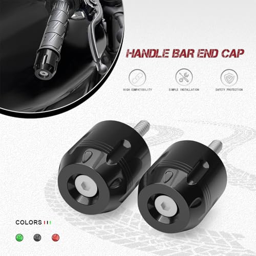 Image of Motorcycle Bar Ends Plug,Universal 7 /8 inch 22mm CNC Aluminum Alloy Motorbikes Handlebar End Plugs Fit for Yamaha Honda Kawasaki Suzuki Aprilia Ducati And Almost Motorcycle Model (Black)