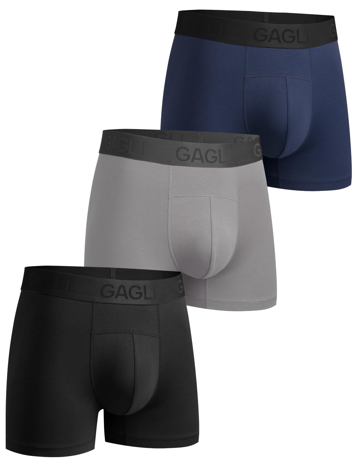 Gagli Men's Underwear Boxer Briefs 3 Pack, Soft Comfortable Underwear with ComfortFlex Waistband, Moisture Wicking, 3"