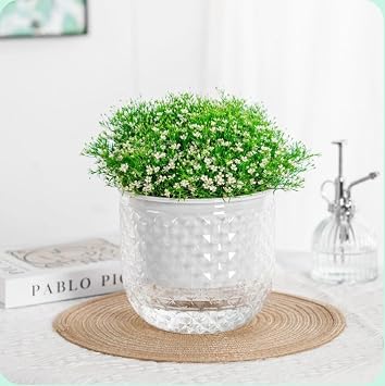 2PCS Self Watering Planters 6.49 Inch Self Watering Pots for Indoor Plants, African Violet Pots with Wick Rope, Flowers, Succulents, Herb, House Plants