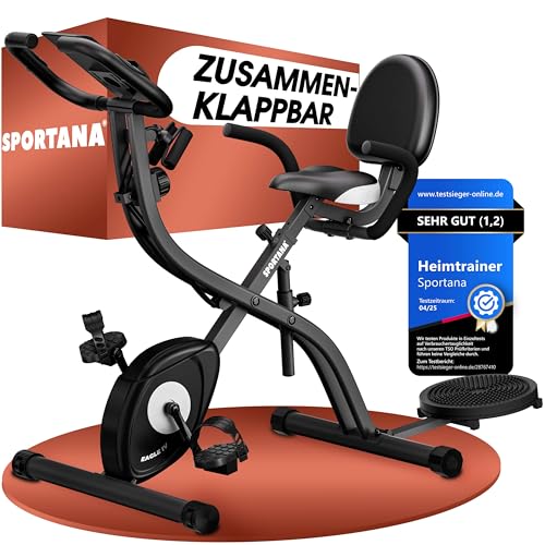 SPORTANA® Heimtrainer Fahrrad EAGLE 4-4in1 Ausdauer Ergometer - Trainings...