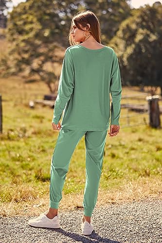 PRETTYGARDEN Women's Fall 2 Piece Lounge Set Long Sleeve Tops Ribbed Pants Spring Matching Sweatsuit Travel Outfits Clothes