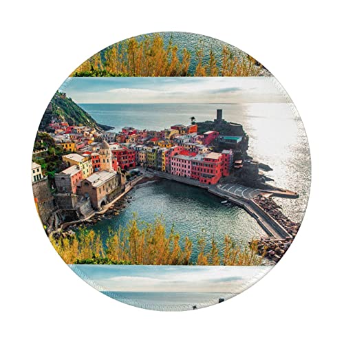 Tapis de souris rond Vernazza imprimé haute définition 20,3 x 20,3 cm