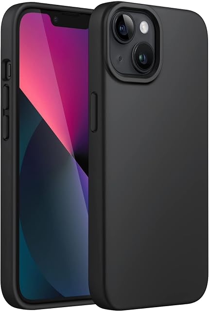 JETech Silicone Case for iPhone 13 6.1-Inch, Silky-Soft Touch Full-Body Protective Case, Shockproof Cover with Microfiber Lining (Black)