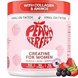 Peach Perfect Creatine Blend for Women – Micronized Creatine Monohydrate with BCAA & Collagen for Glute Strength Support – Strawberry Acai – 30 Servings