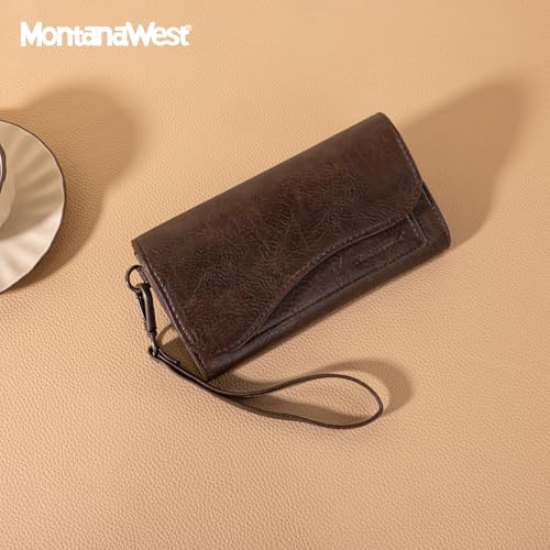 Image of Montana West Wallets for Women Large Phone Wristlet Wallets Trifold Money Organizers with Coin Purse and Wrist Strap