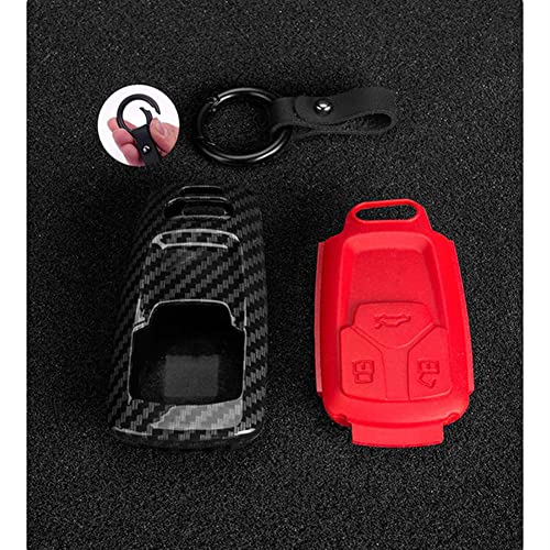 OTMIK ABS Plastic Car Key Cover Carbon Fiber Pattern Case fit for Audi A4 A5 B9 S4 S5 S7 Q5 TT Key Shell Accessories (Black) - Image 5