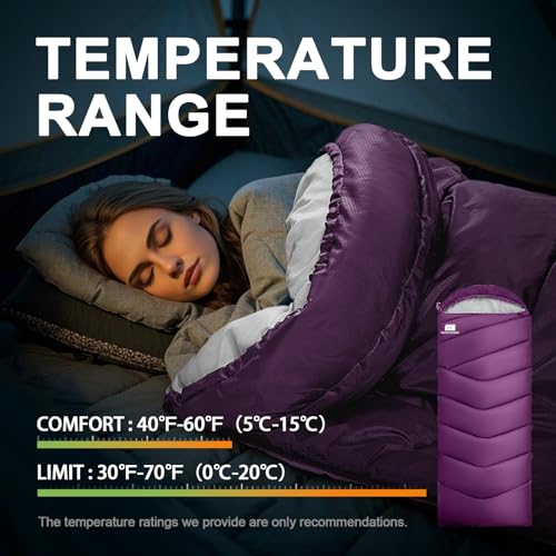 Bolsa de dormir para adultos clima frío, portátil, impermeable, ligera para camping con saco compresor para niñas y niños altos, ideal para camping, senderismo, exterior e interior miniatura 5