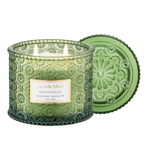 LA JOLIE MUSE Vela perfumada, Vela de Madera de Cedro y Ciprés, Vela Grande de Soja de 2 Mechas, Velas de Regalos, Regalo de Lujo para Mujeres y Hombres, Más de 60 Horas de combustión, 340 g