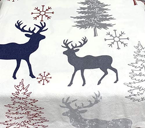 Royal Tradition Heavyweight Flannel, 100-Percent Cotton Twin Extra Long Xl 3Pc Bed Sheets Set, Christmas Deer Print, 170 Gsm #TOP3