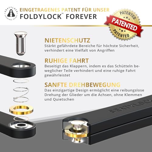 E-Bike Schloss Seatylock FoldyLock Forever Sicheres Faltschloss für Fahrräder