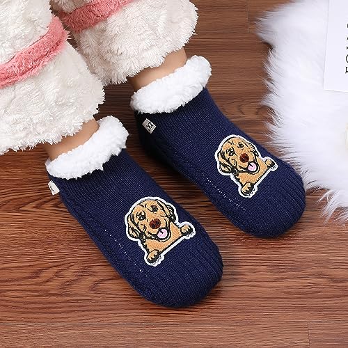 Image of ZYZX Cute Dog Slipper Socks for Women with Grips,Fuzzy Socks Indoor